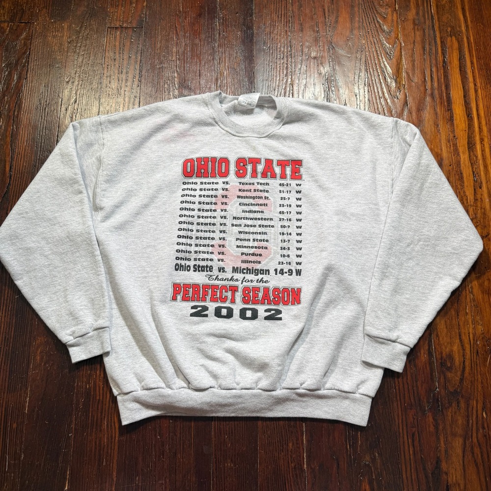 Vintage 2002 Ohio State Sweatshirt Mens XL Gray OSU Buckeyes Perfect Season